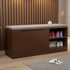 Scandinavian 2-Tier Shoe Storage Cabinet with Cushioned Seat | Ridorn-Shoe Storage-Ridorn