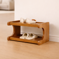 Bamboo shoe organizer Scandinavian design 2 to 6 tier storage front view