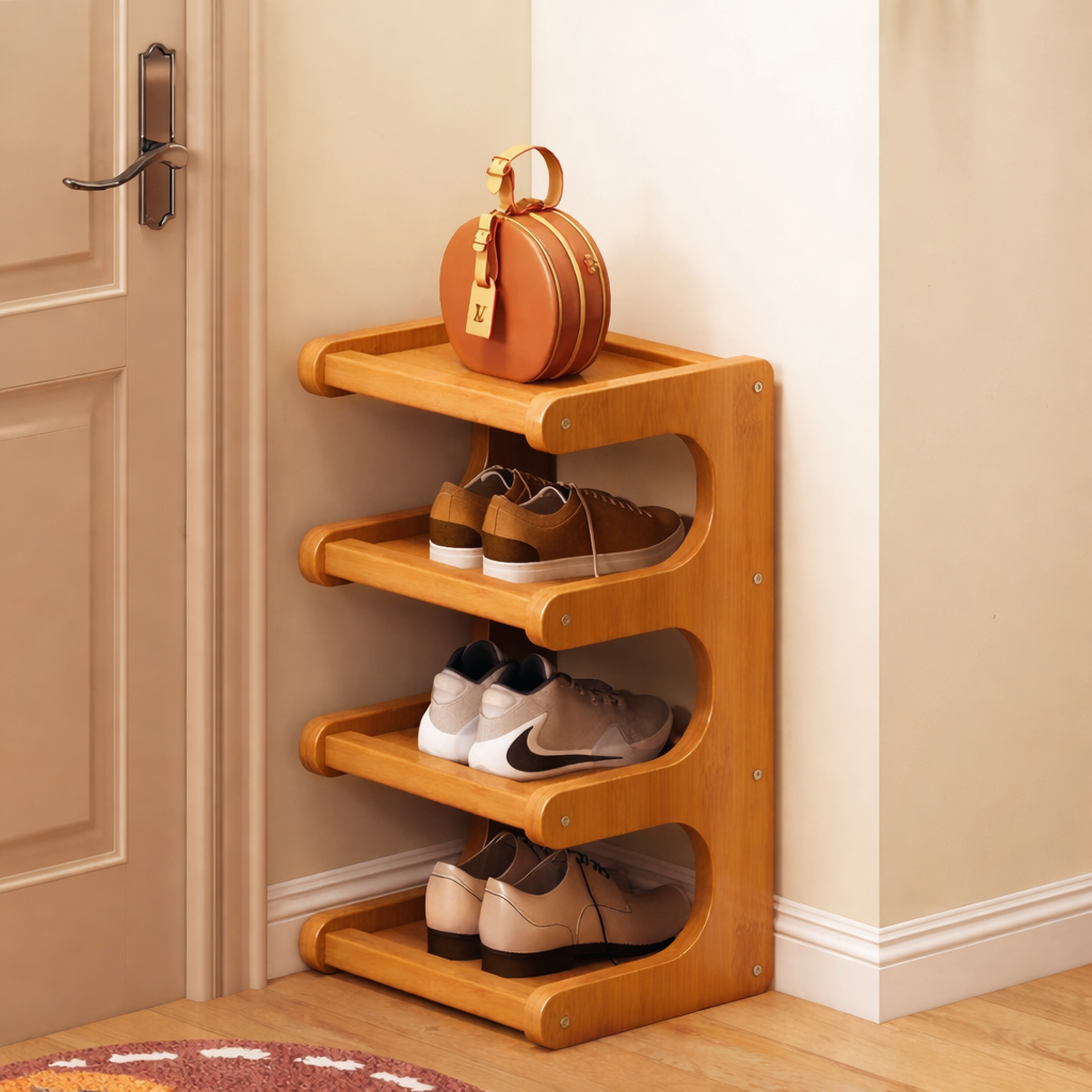 Scandinavian Bamboo Shoe Organizer - 2 to 6 Tier Storage | Ridorn