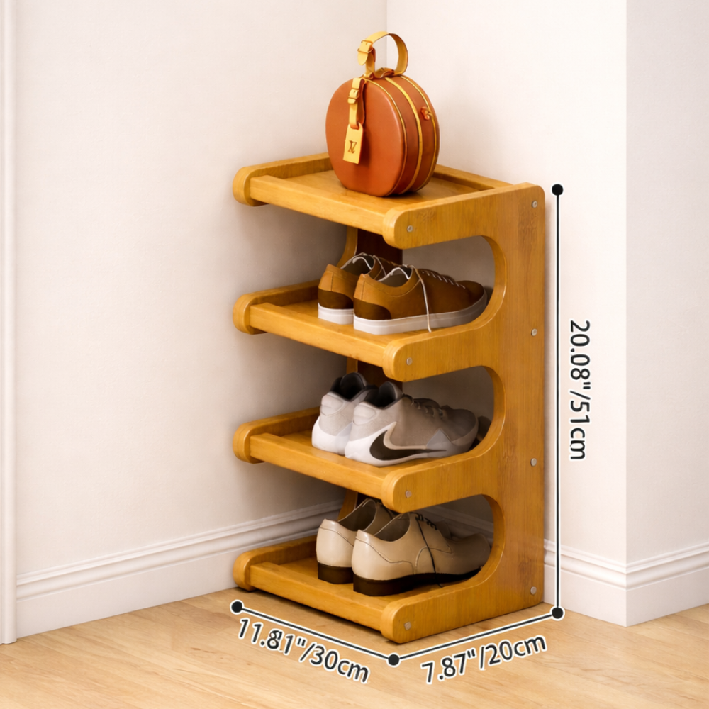 Scandinavian Bamboo Shoe Organizer - 2 to 6 Tier Storage | Ridorn