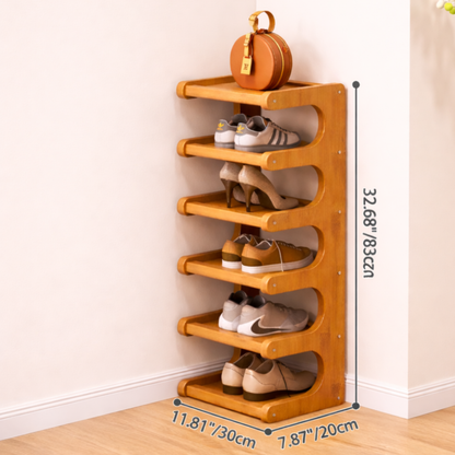 Scandinavian Bamboo Shoe Organizer - 2 to 6 Tier Storage | Ridorn
