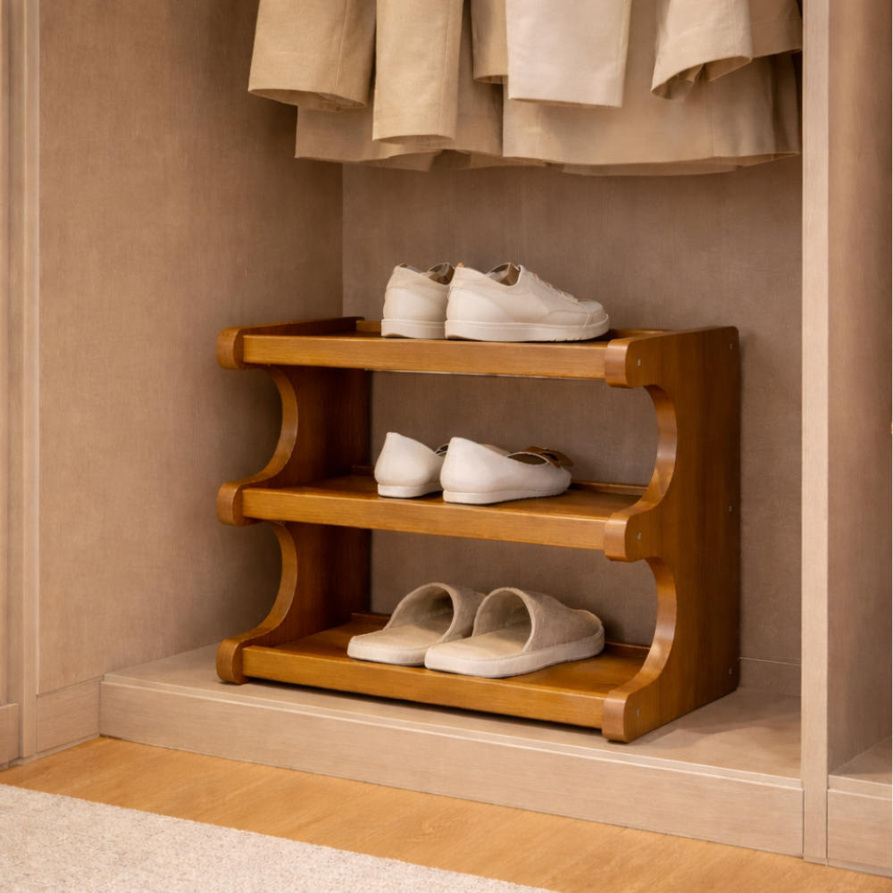 Scandinavian Bamboo Shoe Organizer - 2 to 6 Tier Storage | Ridorn