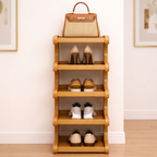 Scandinavian Bamboo Shoe Organizer - 2 to 6 Tier Storage | Ridorn
