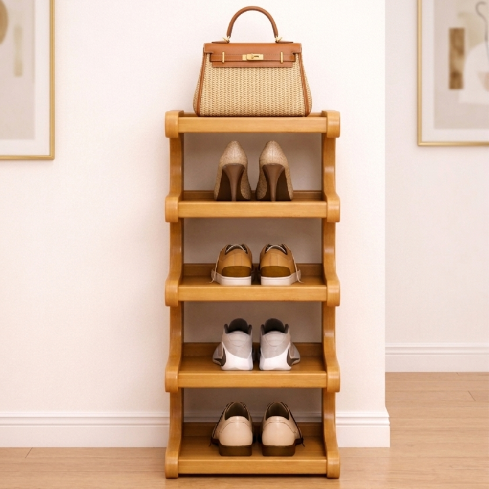 Scandinavian Bamboo Shoe Organizer - 2 to 6 Tier Storage | Ridorn