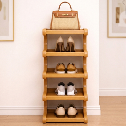 Scandinavian Bamboo Shoe Organizer - 2 to 6 Tier Storage | Ridorn