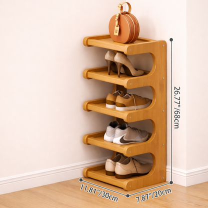 Scandinavian Bamboo Shoe Organizer - 2 to 6 Tier Storage | Ridorn