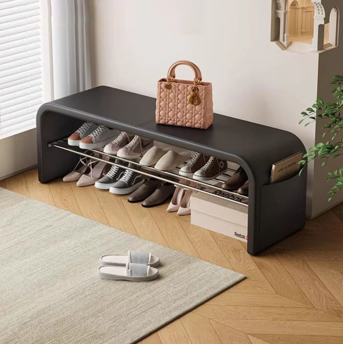 Scandinavian PU Leather Shoe Storage Bench with Cushion Seat | Ridorn-Benches-Ridorn
