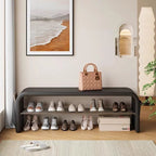 Scandinavian PU Leather Shoe Storage Bench with Cushion Seat | Ridorn-Benches-Ridorn