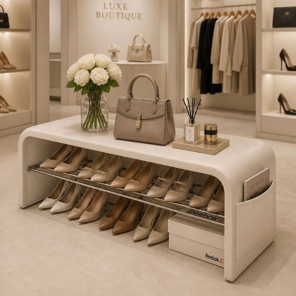 Scandinavian PU Leather Shoe Storage Bench with Cushion Seat | Ridorn-Benches-Ridorn