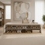Scandinavian PU Leather Shoe Storage Bench with Cushion Seat | Ridorn-Benches-Ridorn