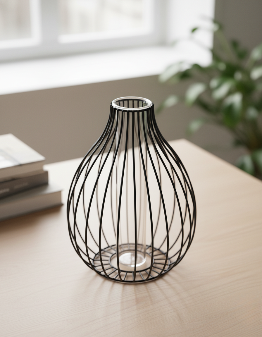 Sculptural Matte Black Iron Vase for Contemporary Decor | Ridorn