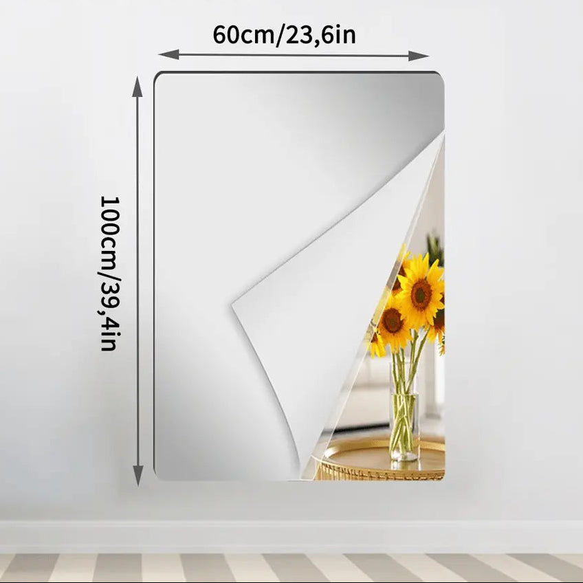 Shatterproof Mirror Film, Flexible Self-Adhesive Wall Mirror Sheets for Home & Gym-Ridorn