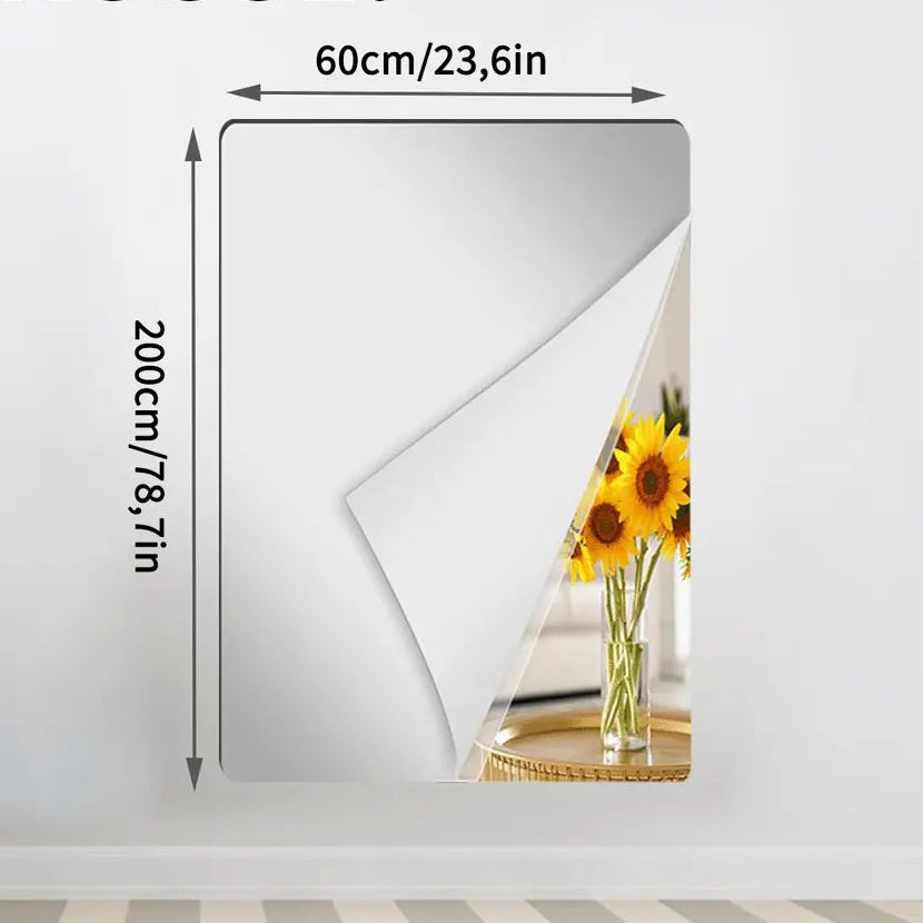 Shatterproof Mirror Film, Flexible Self-Adhesive Wall Mirror Sheets for Home & Gym-Ridorn
