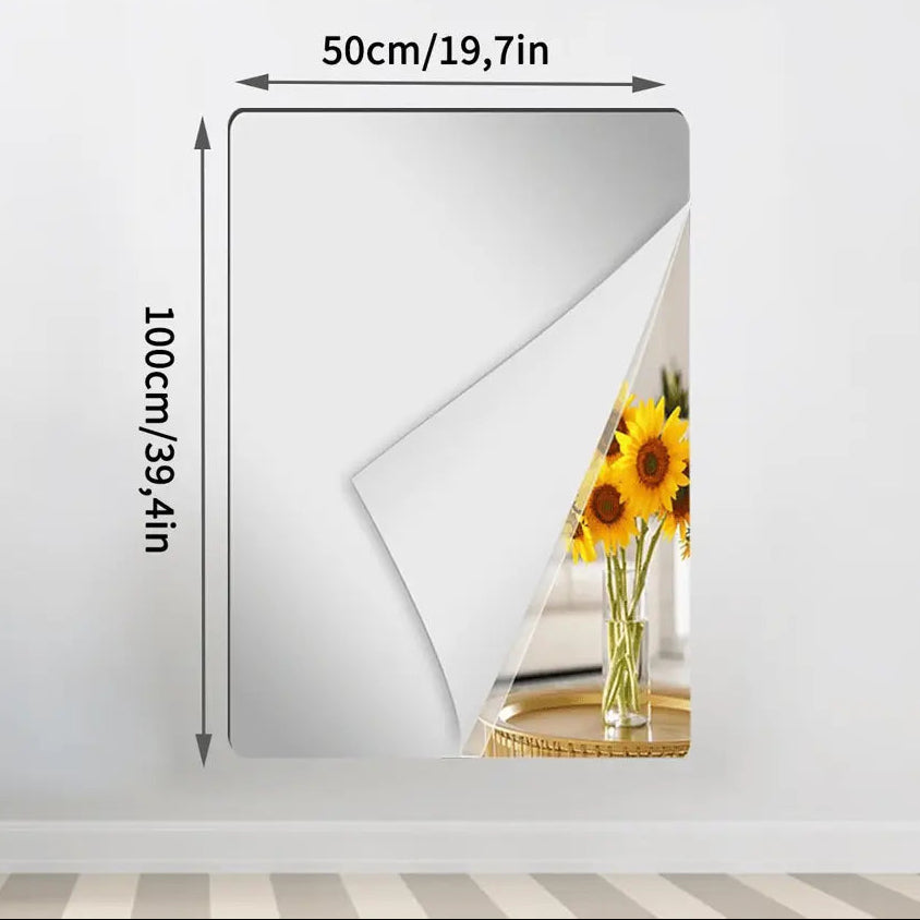 Shatterproof Mirror Film, Flexible Self-Adhesive Wall Mirror Sheets for Home & Gym-Ridorn