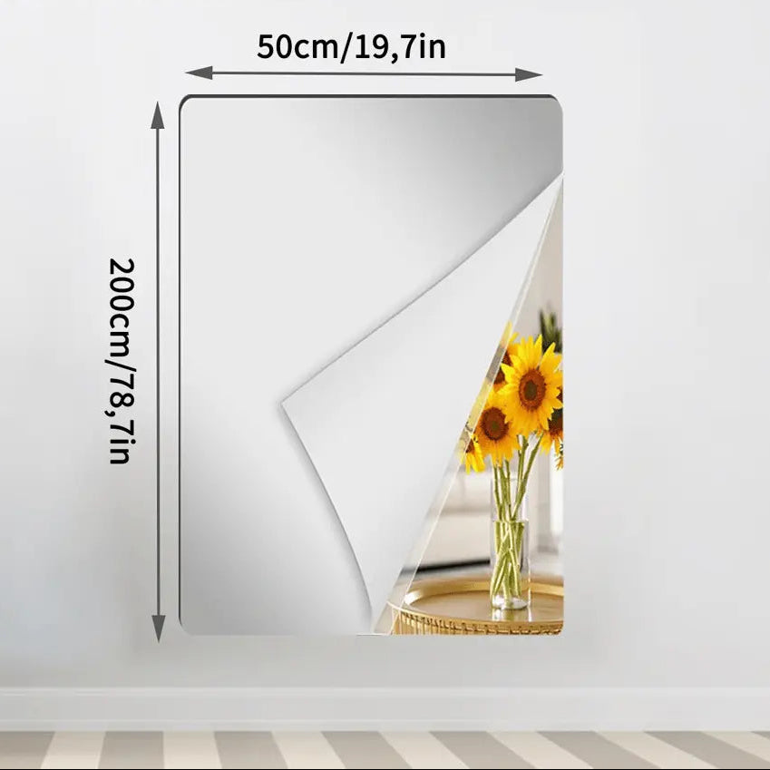 Shatterproof Mirror Film, Flexible Self-Adhesive Wall Mirror Sheets for Home & Gym-Ridorn