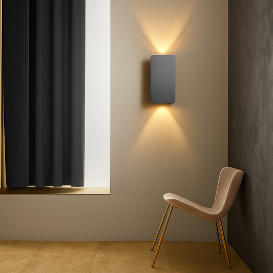Modern LED wall lamp rectangular design front view