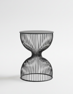 Sleek Hourglass Side Table in Durable Black Metal Finish | Ridorn-Side Table-Ridorn