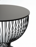 Sleek Hourglass Side Table in Durable Black Metal Finish | Ridorn-Side Table-Ridorn