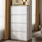 Sleek Minimalist Shoe Storage Cabinet with Flip Drawers | Ridorn-Shoe Storage-Ridorn