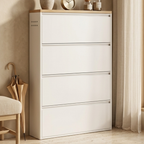 Sleek Minimalist Shoe Storage Cabinet with Flip Drawers | Ridorn-Shoe Storage-Ridorn