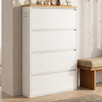Sleek Minimalist Shoe Storage Cabinet with Flip Drawers | Ridorn-Shoe Storage-Ridorn