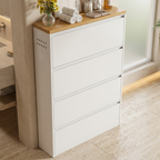 Sleek Minimalist Shoe Storage Cabinet with Flip Drawers | Ridorn-Shoe Storage-Ridorn