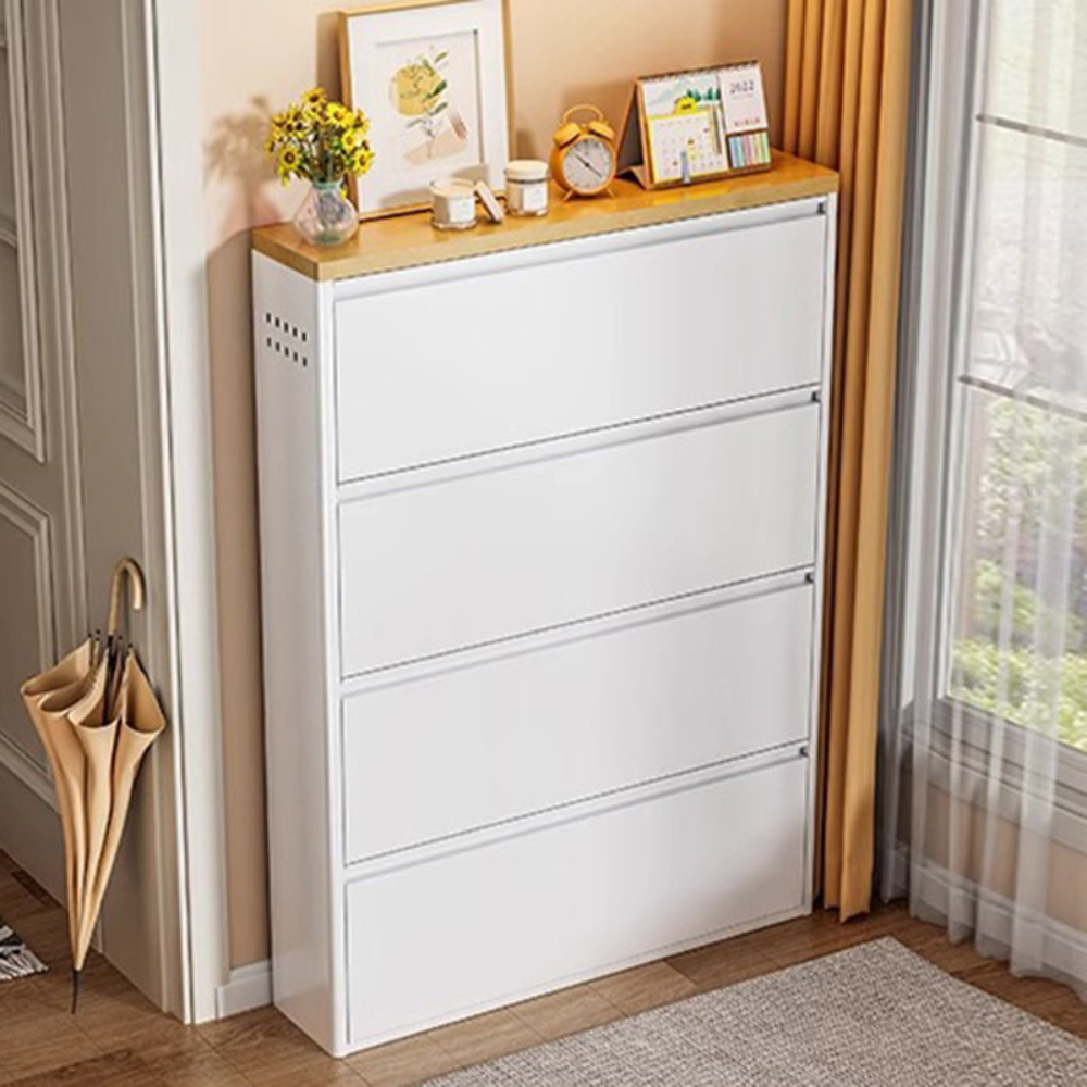 Sleek Minimalist Shoe Storage Cabinet with Flip Drawers | Ridorn-Shoe Storage-Ridorn