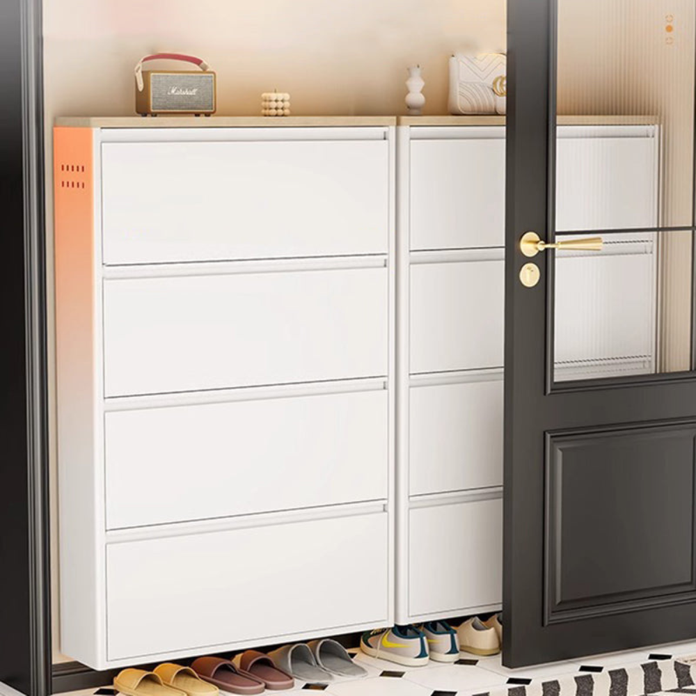 Sleek Minimalist Shoe Storage Cabinet with Flip Drawers | Ridorn-Shoe Storage-Ridorn