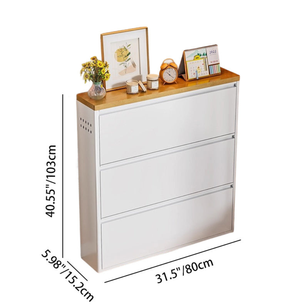 Sleek Minimalist Shoe Storage Cabinet with Flip Drawers | Ridorn-Shoe Storage-Ridorn