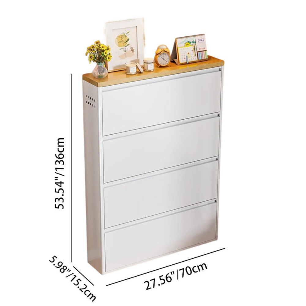 Sleek Minimalist Shoe Storage Cabinet with Flip Drawers | Ridorn-Shoe Storage-Ridorn