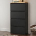 Sleek Minimalist Shoe Storage Cabinet with Flip Drawers | Ridorn-Shoe Storage-Ridorn