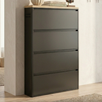 Sleek Minimalist Shoe Storage Cabinet with Flip Drawers | Ridorn-Shoe Storage-Ridorn