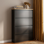 Sleek Minimalist Shoe Storage Cabinet with Flip Drawers | Ridorn-Shoe Storage-Ridorn