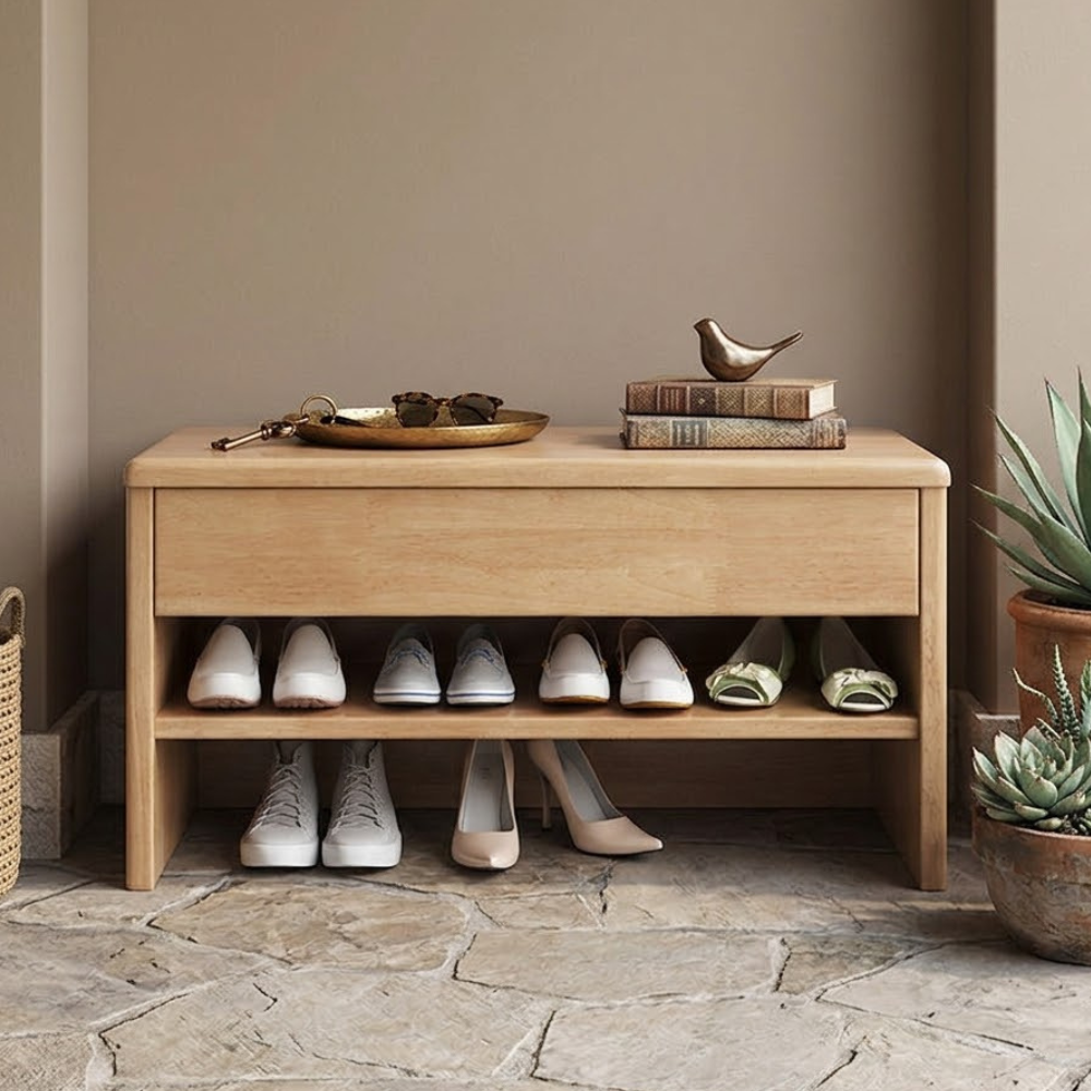 Sleek Modern Minimalist Shoe Storage Cabinet with Drawer | Ridorn-Shoe Storage-Ridorn