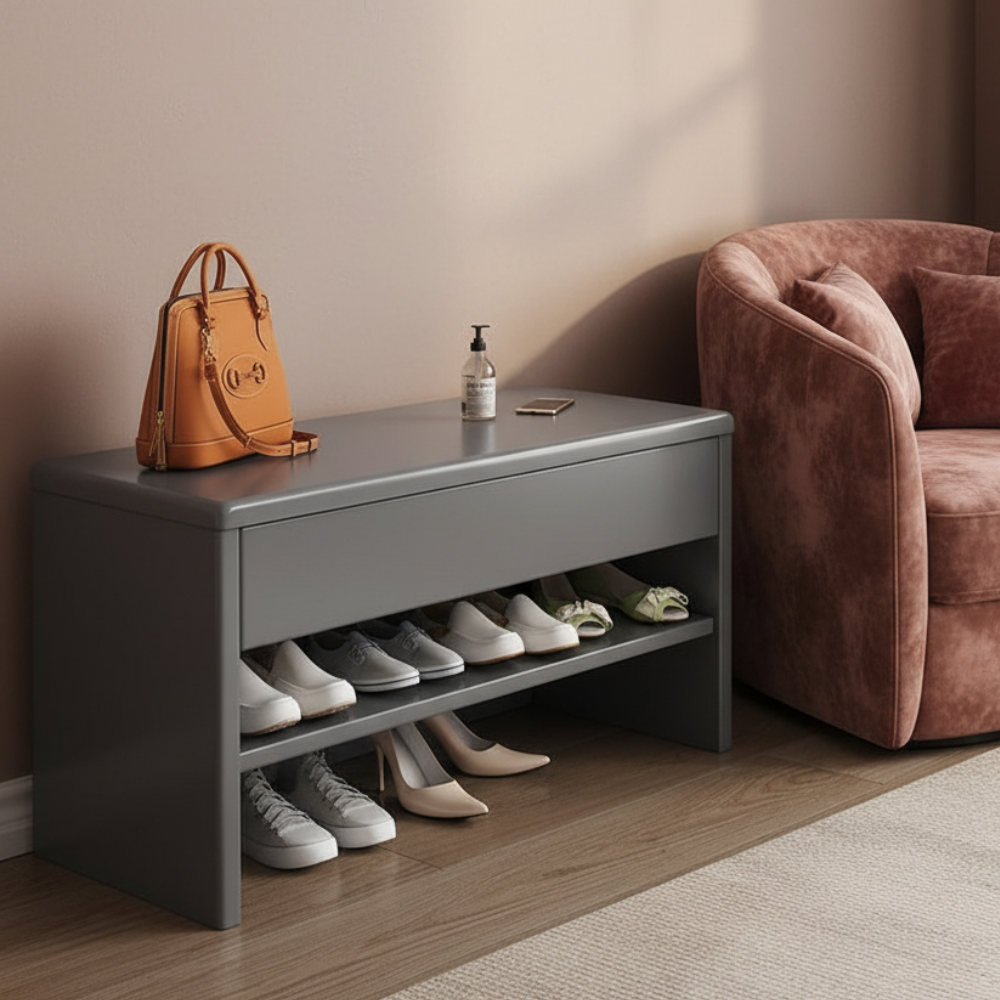 Sleek Modern Minimalist Shoe Storage Cabinet with Drawer | Ridorn-Shoe Storage-Ridorn