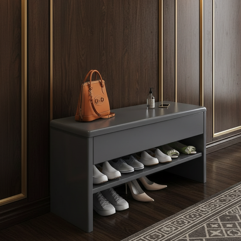 Sleek Modern Minimalist Shoe Storage Cabinet with Drawer | Ridorn-Shoe Storage-Ridorn