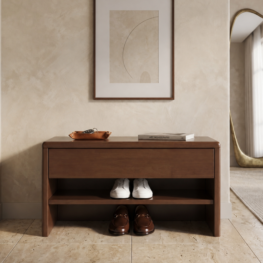 Sleek Modern Minimalist Shoe Storage Cabinet with Drawer | Ridorn-Shoe Storage-Ridorn