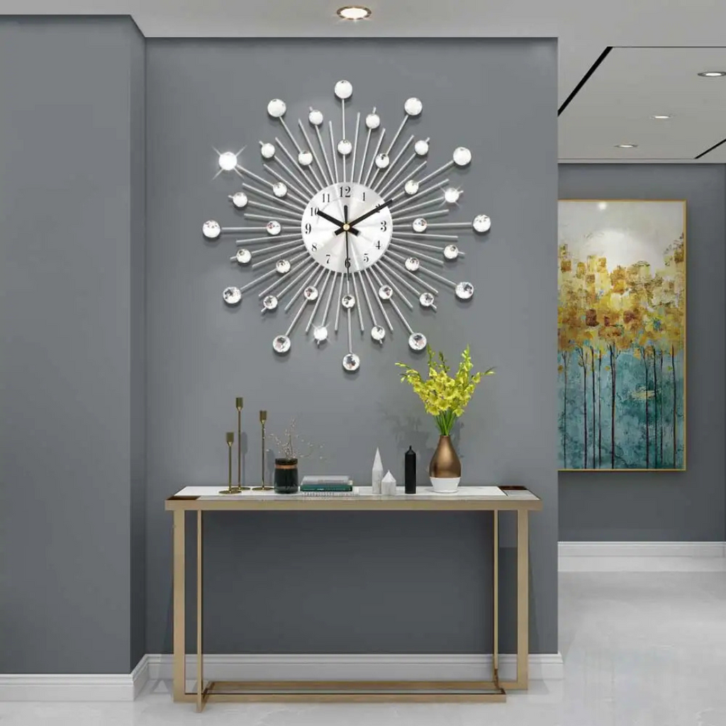 Sleek Modern Wall Clock with Metal and Crystal Design | Ridorn-Clocks-Ridorn