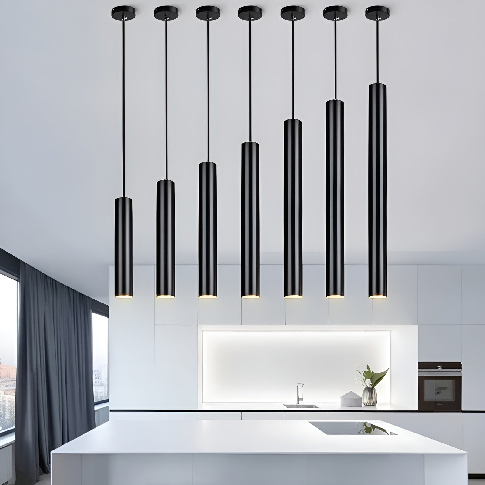 Slim LED Pendant Light, Linear Tube Hanging Lamp for Kitchen Counter & Dining Table-Ridorn
