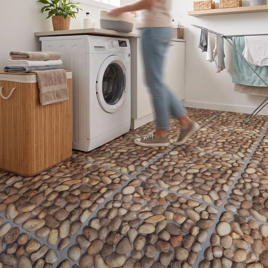 Stone Look Vinyl Flooring Peel and Stick, Matte PVC Self-Adhesive Floor Tiles for Quick Renovation-Ridorn