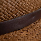 Straw Fedora Hat, Minimalist Coffee-Tone Summer Sun Hat with Modern Fit-Ridorn