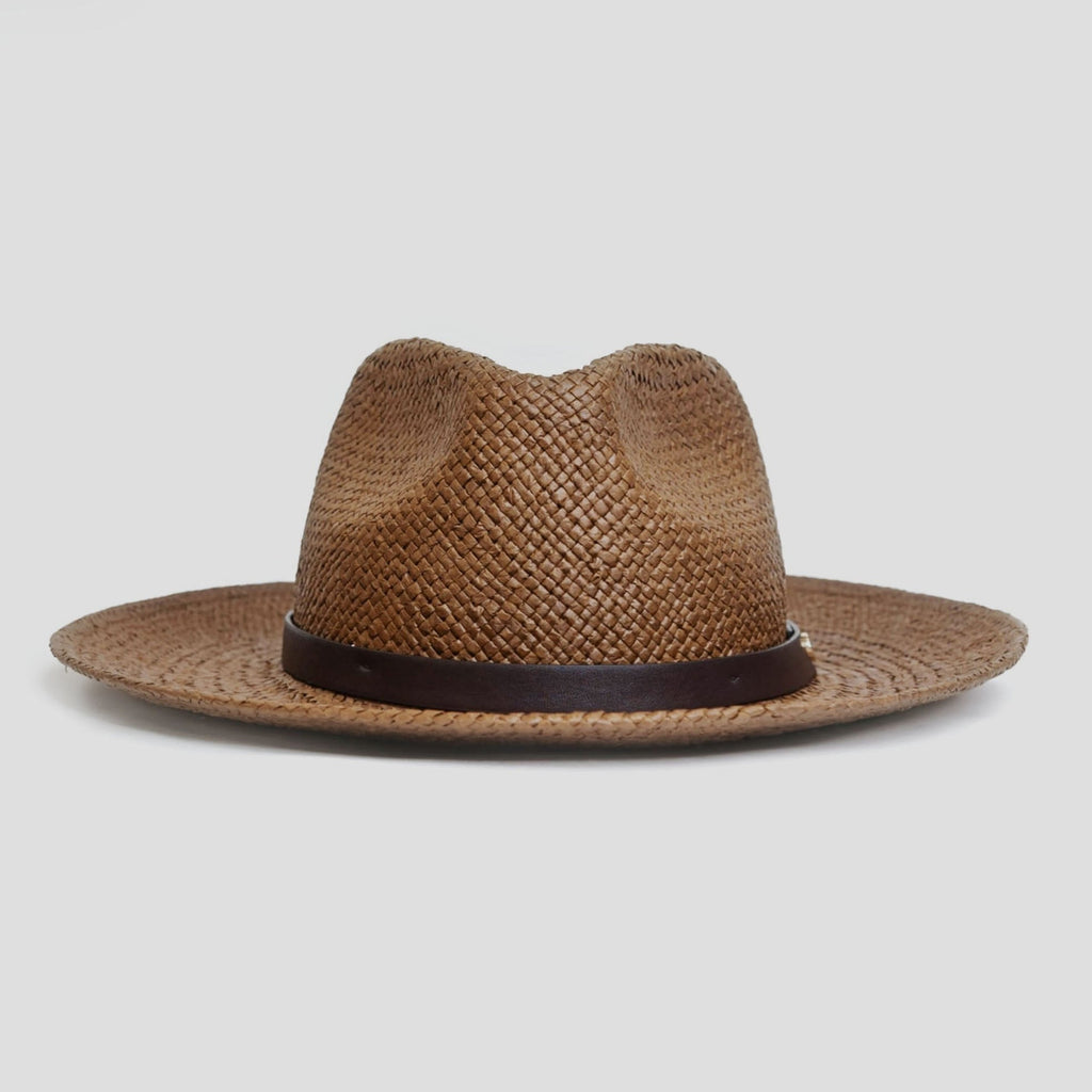Straw Fedora Hat, Minimalist Coffee-Tone Summer Sun Hat with Modern Fit-Ridorn
