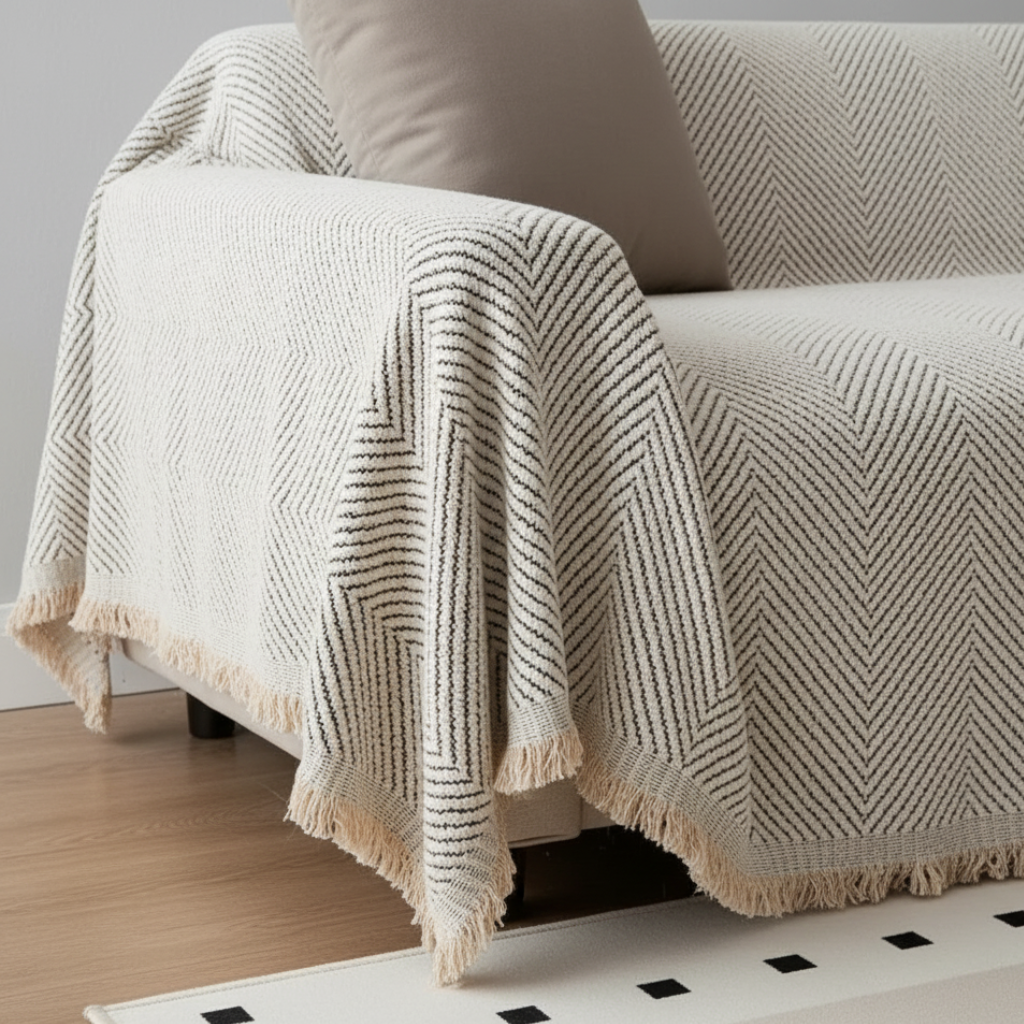Stripe Herringbone Couch Cover - Stylish, Durable & | Ridorn-Sofa Cover-Ridorn