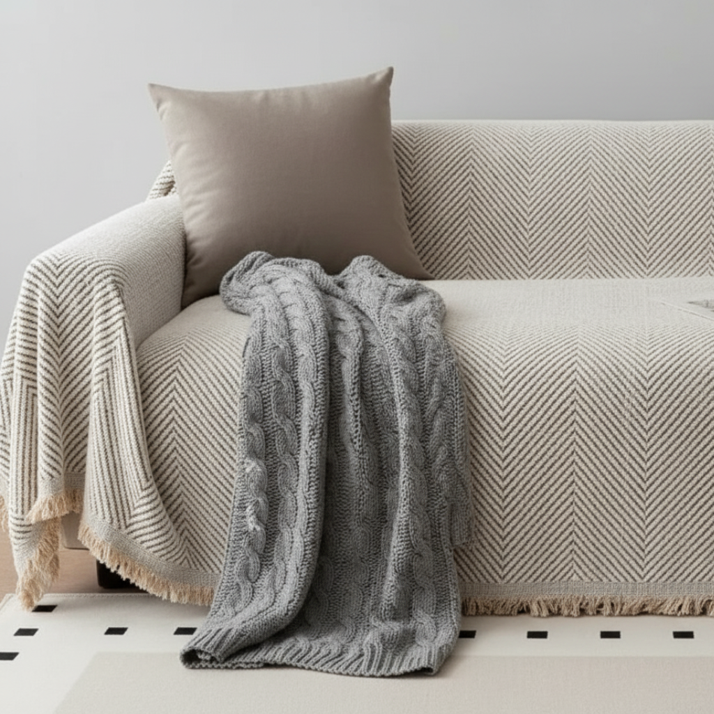 Stripe Herringbone Couch Cover - Stylish, Durable & | Ridorn-Sofa Cover-Ridorn