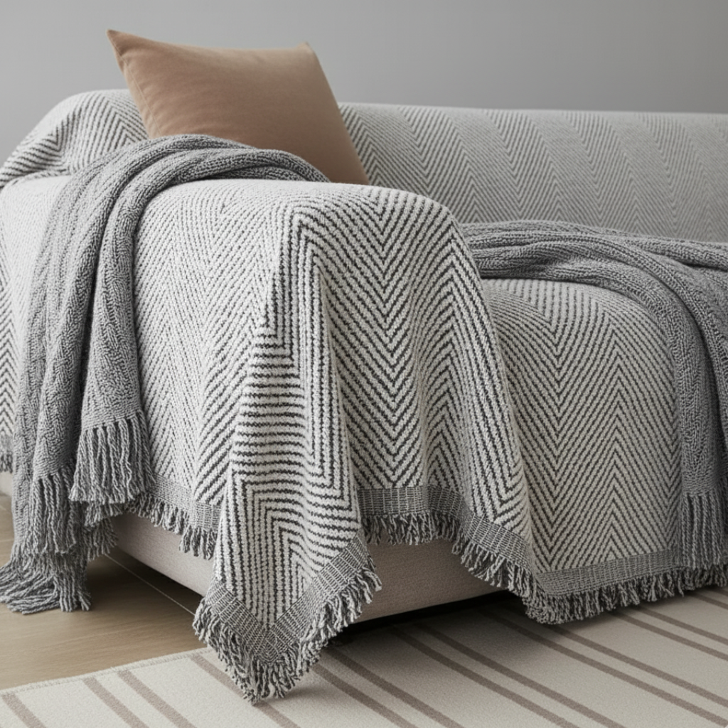 Stripe Herringbone Couch Cover - Stylish, Durable & | Ridorn-Sofa Cover-Ridorn