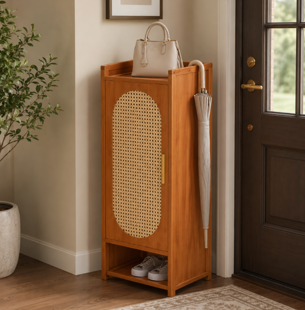 Stylish Bamboo Shoe Storage Cabinet with Detachable Shelves | Ridorn-Shoe Storage-Ridorn