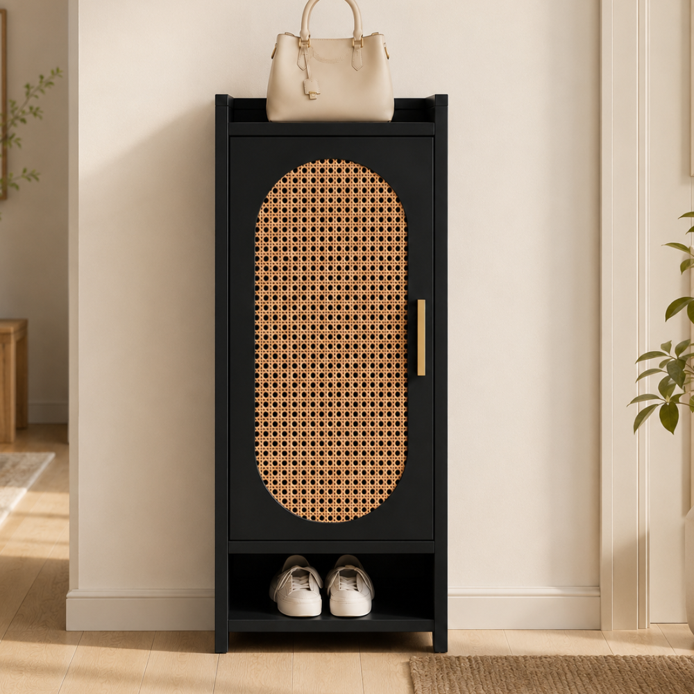Stylish Bamboo Shoe Storage Cabinet with Detachable Shelves | Ridorn-Shoe Storage-Ridorn