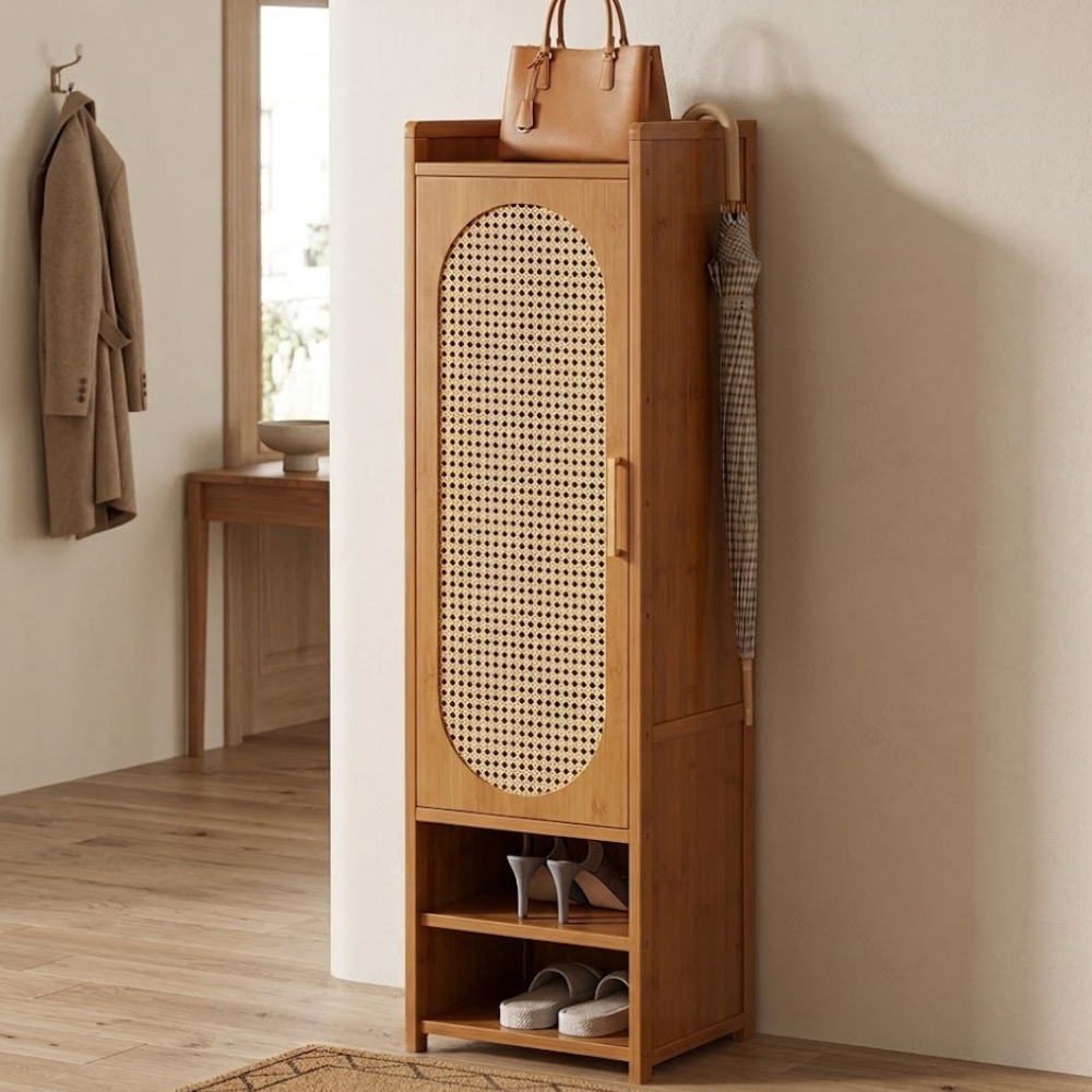 Stylish Bamboo Shoe Storage Cabinet with Detachable Shelves | Ridorn-Shoe Storage-Ridorn