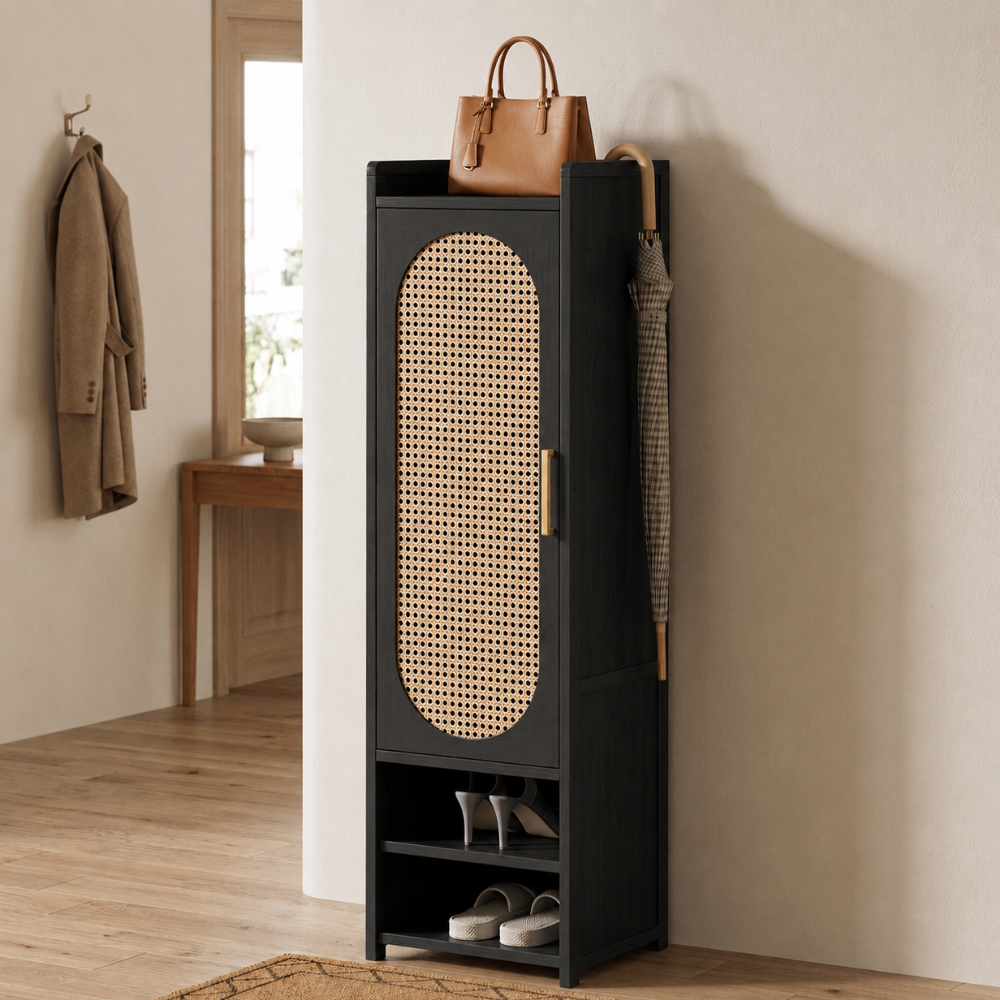 Stylish Bamboo Shoe Storage Cabinet with Detachable Shelves | Ridorn-Shoe Storage-Ridorn