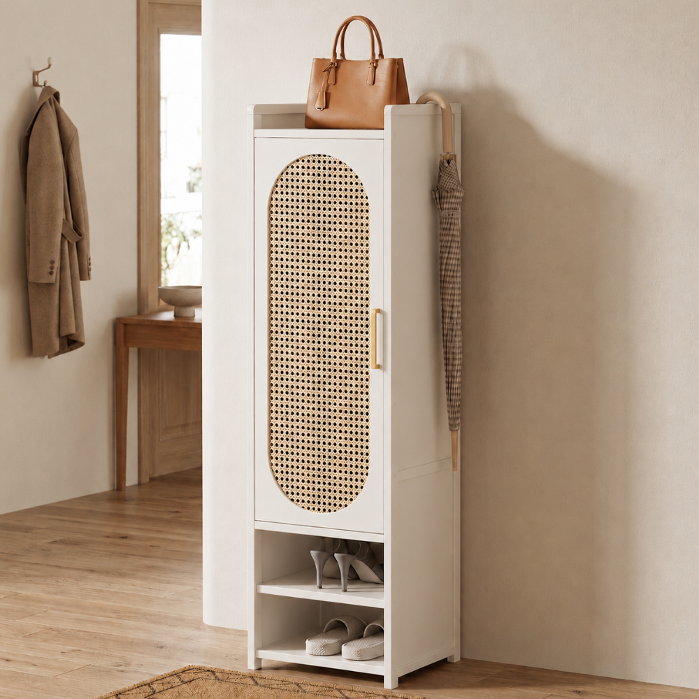 Stylish Bamboo Shoe Storage Cabinet with Detachable Shelves | Ridorn-Shoe Storage-Ridorn